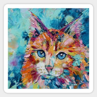 Scruffy Cat Oil Painting Sticker